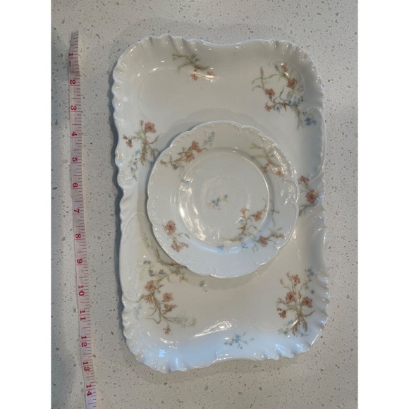 LIMOGES‎ France St. Lazare Haviland FLORAL THISTLE Serving Platter/Dessert Plat - Picture 6 of 11
